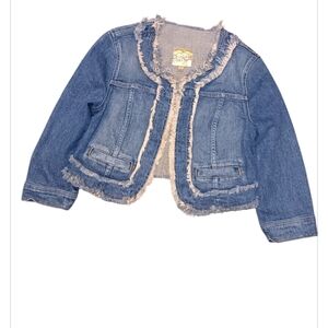 Y2k Princess Vera Wang Blue Jean Jacket with Frayed Trim